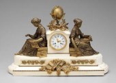 Bronze, marble shelf clock, ar