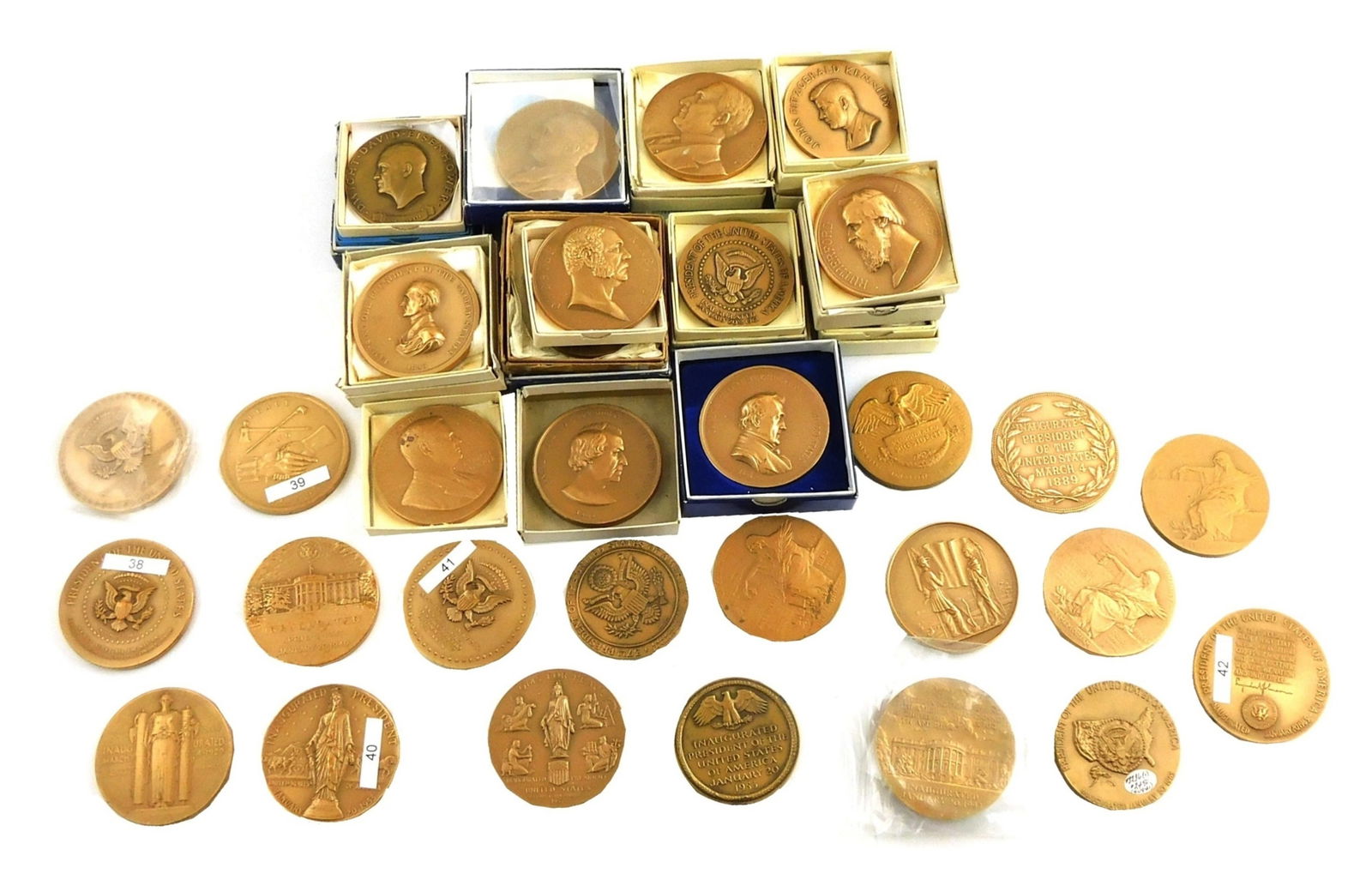 BRONZE MEDALLIONS, FIFTY PIECES,