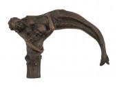 BRONZE MERMAID MOTIF CANE HAND