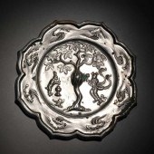 BRONZE MIRROR WITH MOON GODDES
