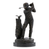 BRONZE MODEL OF A CHILD GOLFER