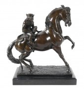 BRONZE MONKEY RIDING A HORSE S