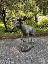 BRONZE MOOSE GARDEN SCULPTURE.