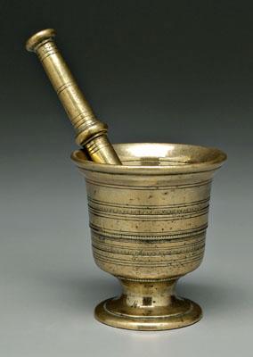 Bronze mortar and pestle: 5-1/4 in.