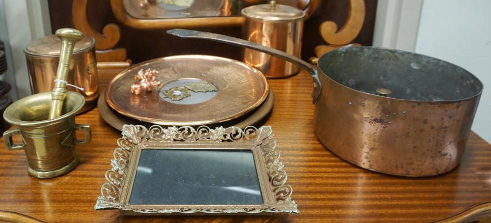 BRONZE MORTAR AND PESTLE AND A