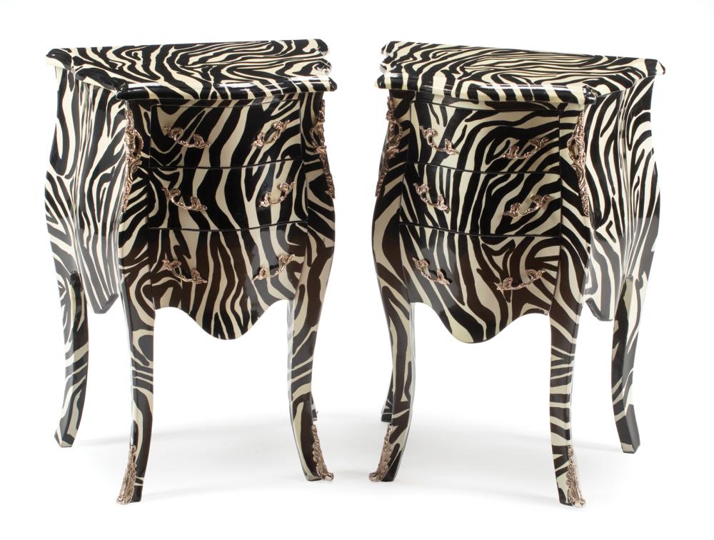 BRONZE-MOUNTED AND ZEBRA PAINTED