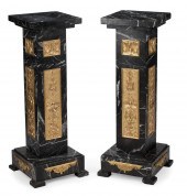 BRONZE-MOUNTED BLACK MARBLE PE