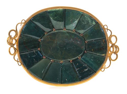 BRONZE MOUNTED BLOODSTONE DISH WITH