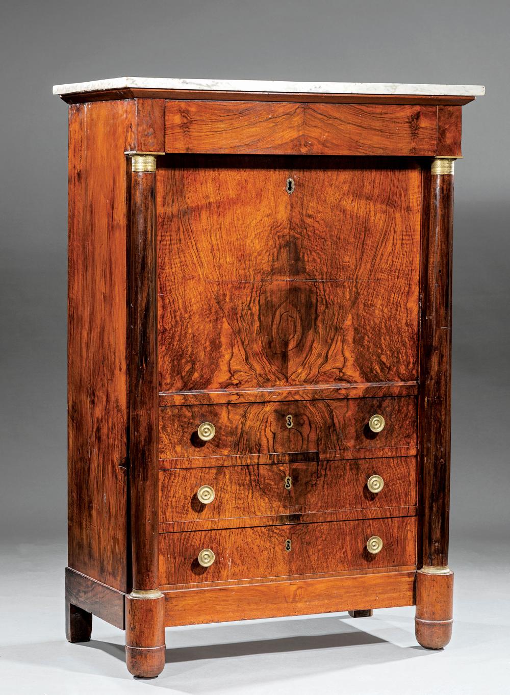BRONZE-MOUNTED BURL WALNUT
