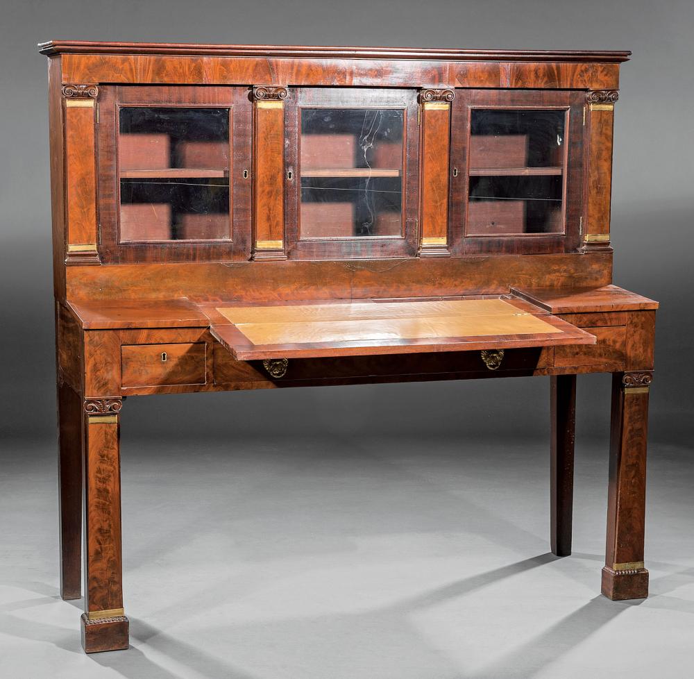 BRONZE-MOUNTED CARVED MAHOGANY