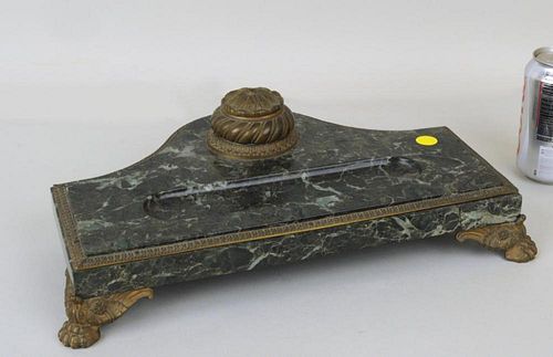 BRONZE MOUNTED GREEN MARBLE