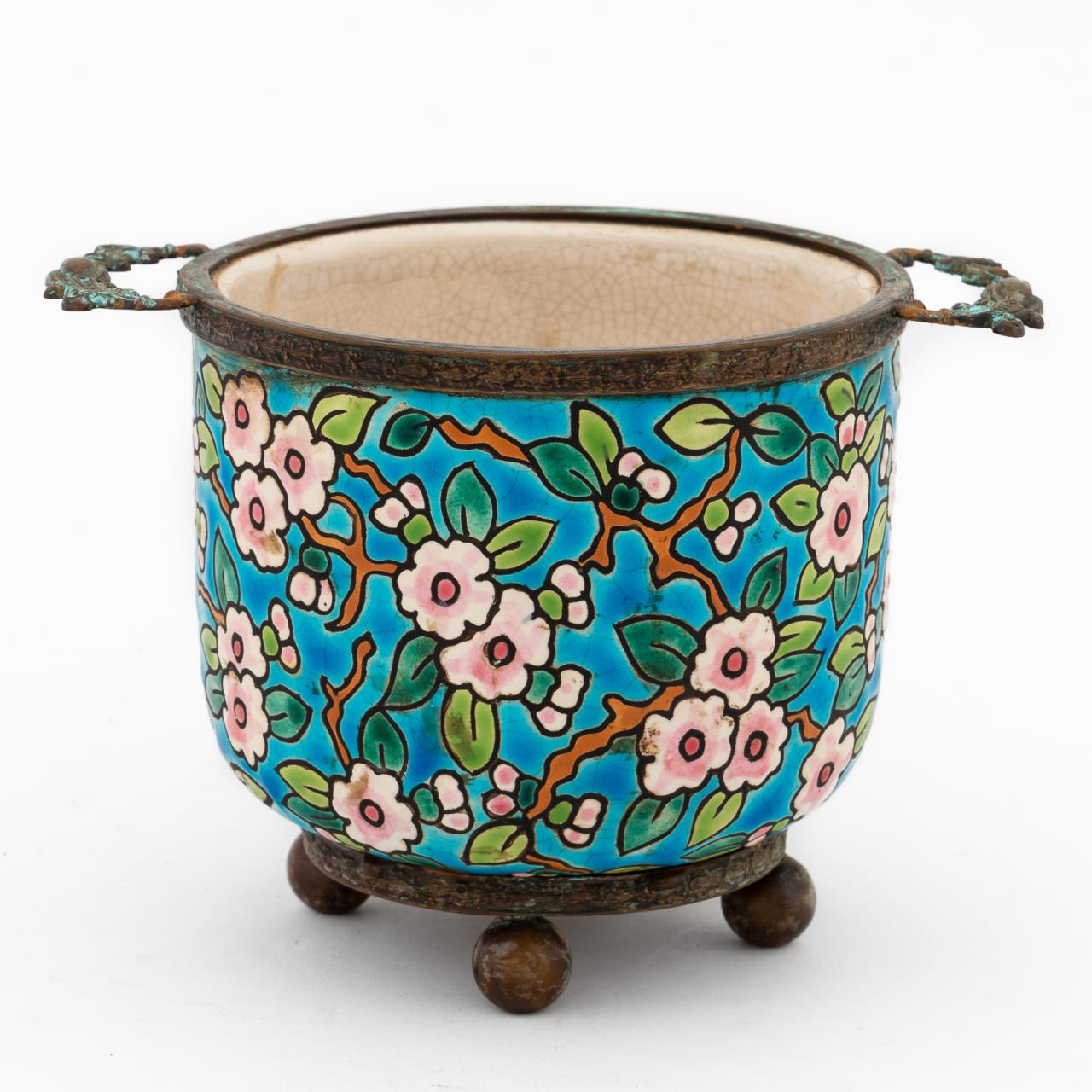BRONZE MOUNTED LONGWY FLORAL