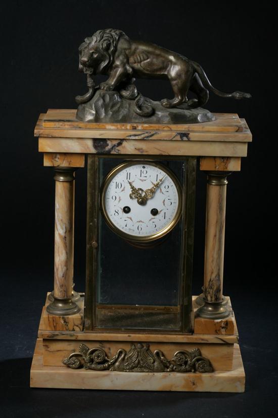 BRONZE MOUNTED OCHRE COLOR MARBLE