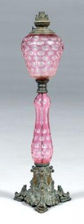 Bronze mounted oil lamp, font