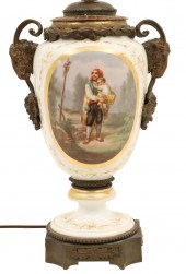BRONZE MOUNTED OLD PARIS URN A
