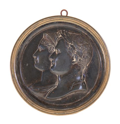 BRONZE MOUNTED PLAQUE CAESAR SIGNED