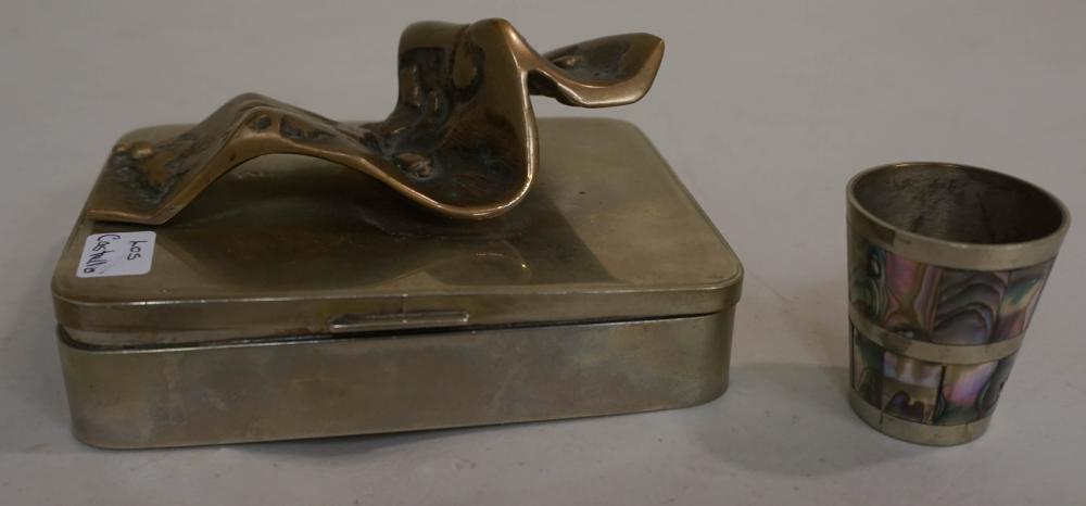 BRONZE MOUNTED WHITE BRASS