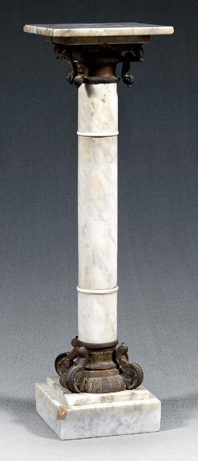 Bronze mounted white marble