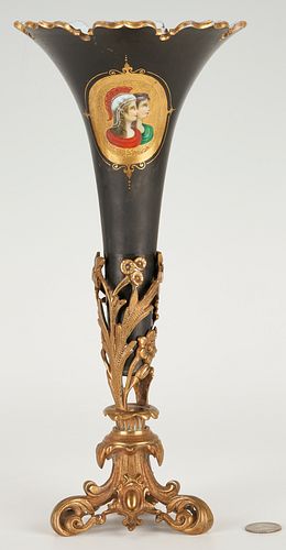 BRONZE MOUNTED WHITE OPALINE