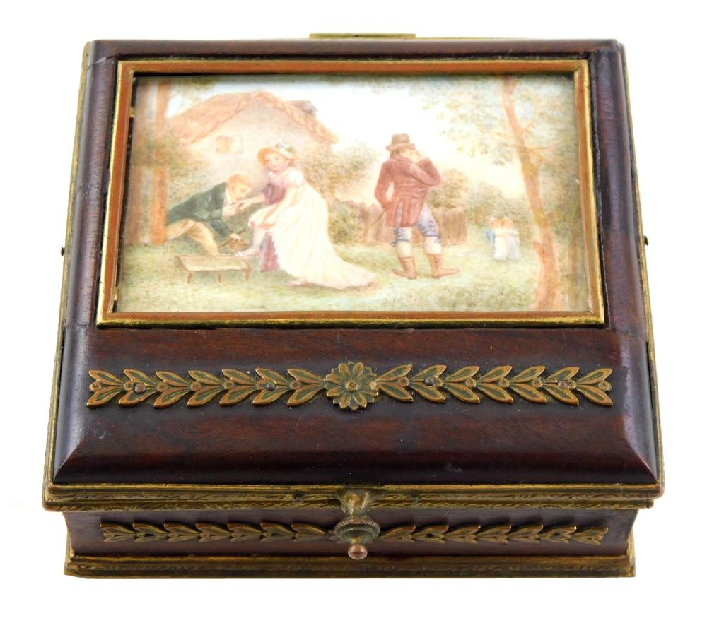 BRONZE MOUNTED WOOD TRINKET BOX,