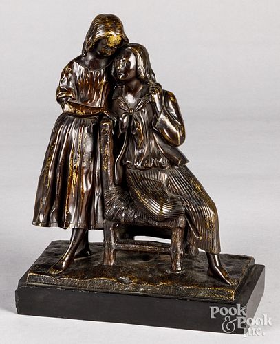 BRONZE OF A YOUNG MAN AND WOMAN,