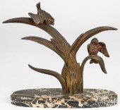 BRONZE OF TWO BIRDS ON A CATTA