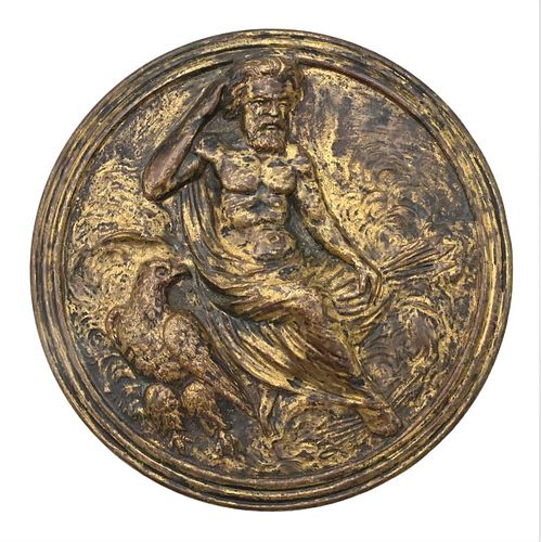 BRONZE OF ZEUS SEATED IN CLOUDS,