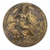 BRONZE OF ZEUS SEATED IN CLOUD