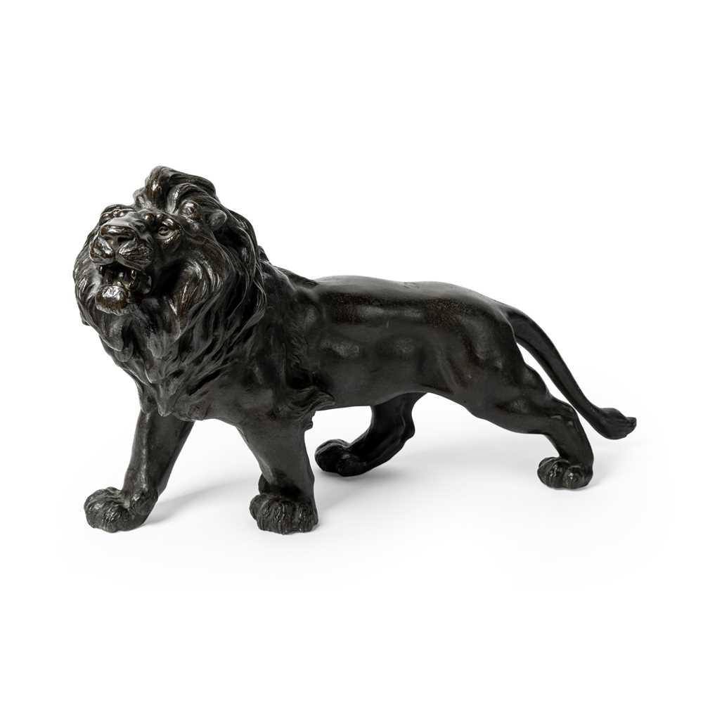 BRONZE OKIMONO OF A LION MEIJI
