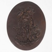 BRONZE OVAL PLAQUE DEPICTING H