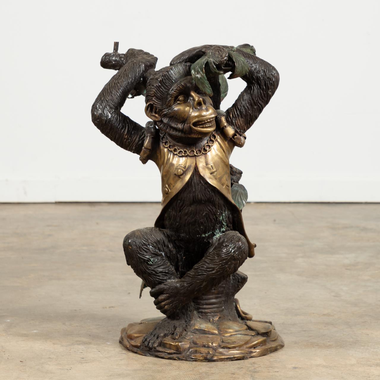 BRONZE PATINATED MONKEY MOTIF TABLE