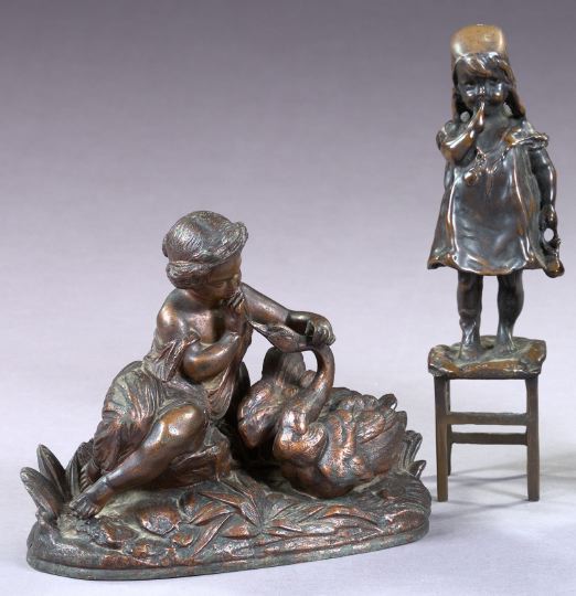 Bronze-Patinated Spelter Group