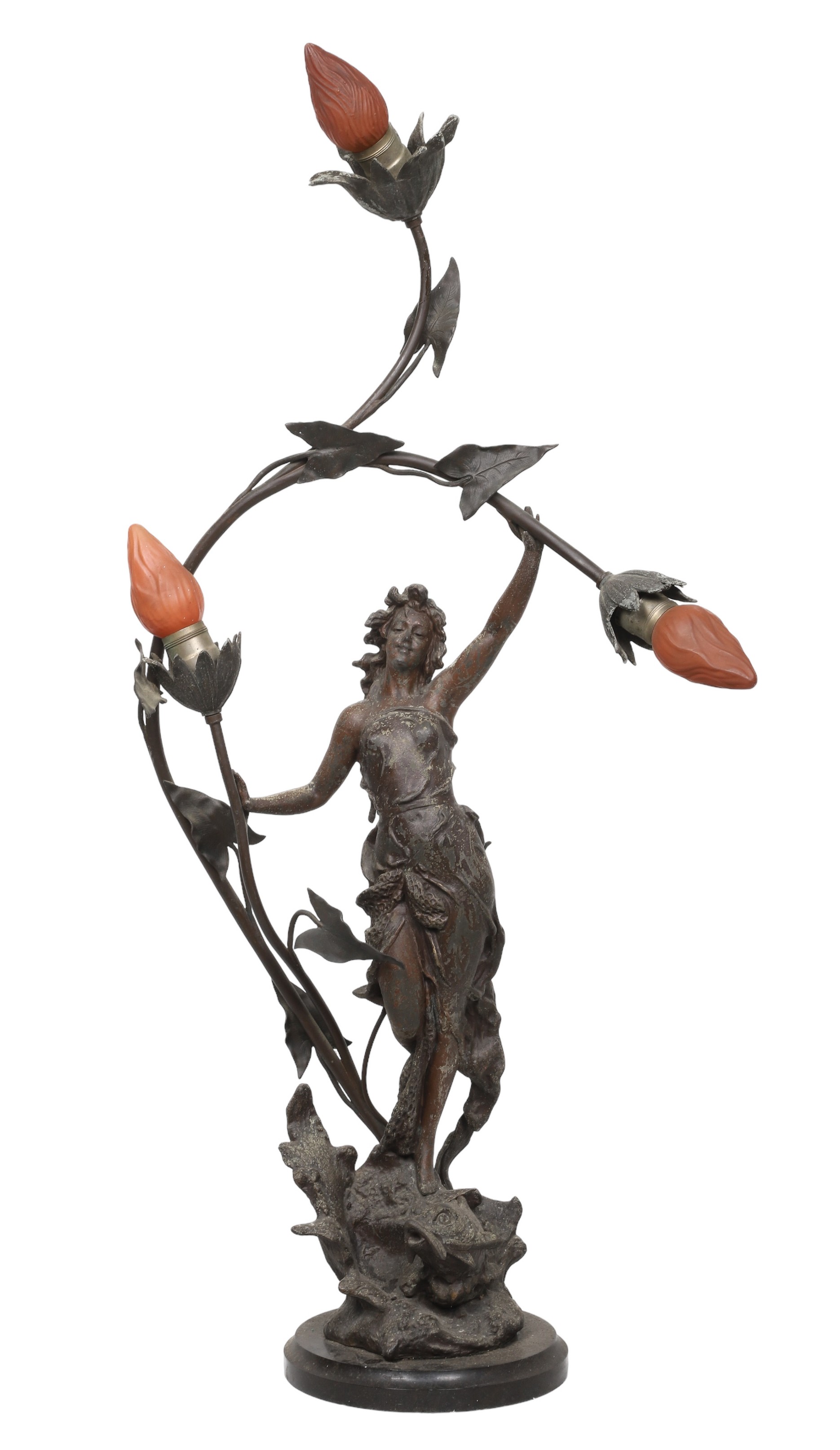 Bronze patinated white metal