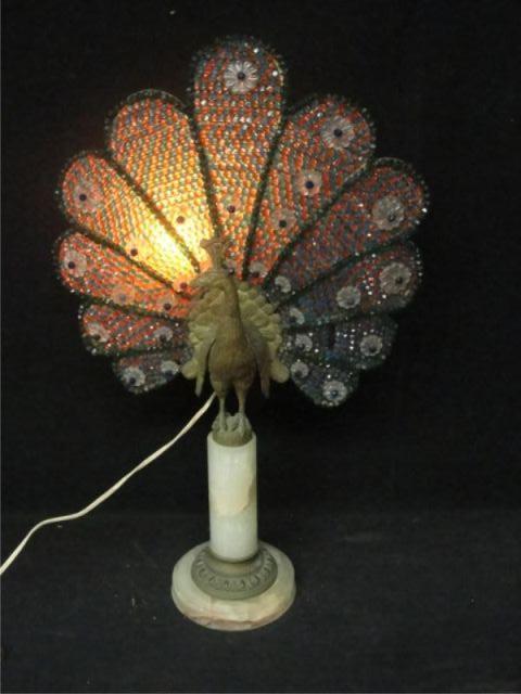 Bronze Peacock Form Lamp. Mounted