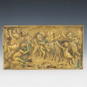 BRONZE PLAQUE WITH CHERUBS 7 ½