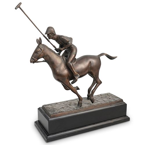 BRONZE POLO PLAYER & HORSE