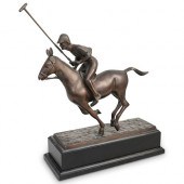 BRONZE POLO PLAYER & HORSE STA