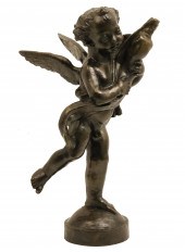 BRONZE PUTTO & DOLPHIN, AFTER