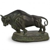 BRONZE RAGING BULL SCULPTUREDE