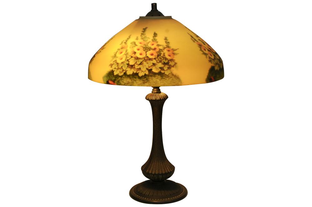 BRONZE & REVERSE-PAINTED GLASS