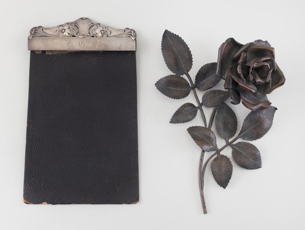 BRONZE ROSE SIGNED BUNDEAU AND A