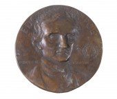 BRONZE ROUNDEL OF EDGAR ALLAN