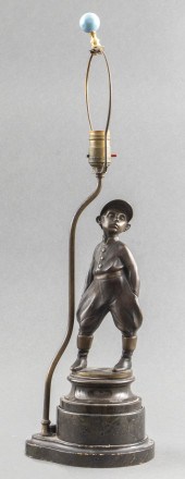 BRONZE SCULPTURAL LAMP ON POLI
