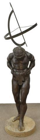 BRONZE SCULPTURE, ATLAS HOLDING A