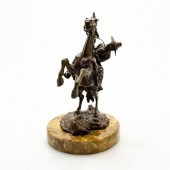 BRONZE SCULPTURE, BRONCO BUSTE