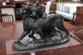 BRONZE SCULPTURE. Depicting tw
