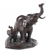 BRONZE SCULPTURE ELEPHANT GROU