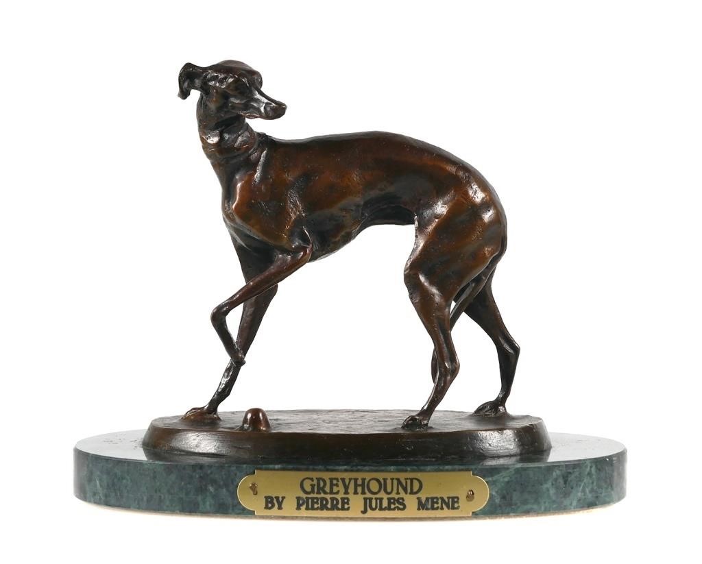 BRONZE SCULPTURE "GREYHOUND" BY