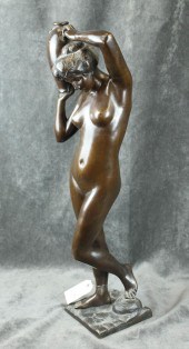 BRONZE SCULPTURE, NUDE WOMAN H