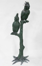 BRONZE SCULPTURE OF 2 COCKATOO